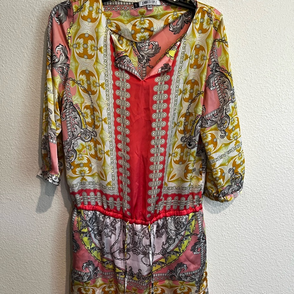 Jennifer‎ Lopez Multicolor Pattern Cinched Dress